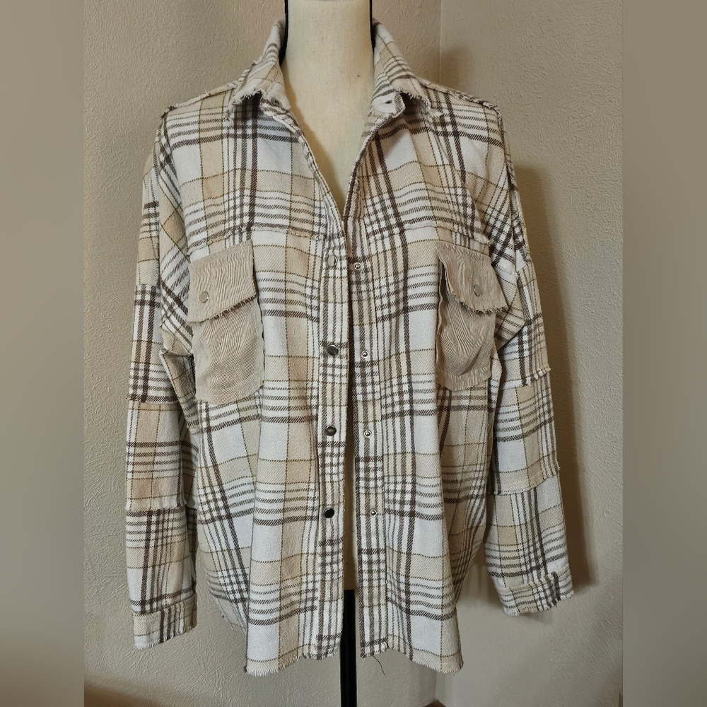 1.4.3. Story by Line Up Plaid Button Down Shirt - Beige and Brown